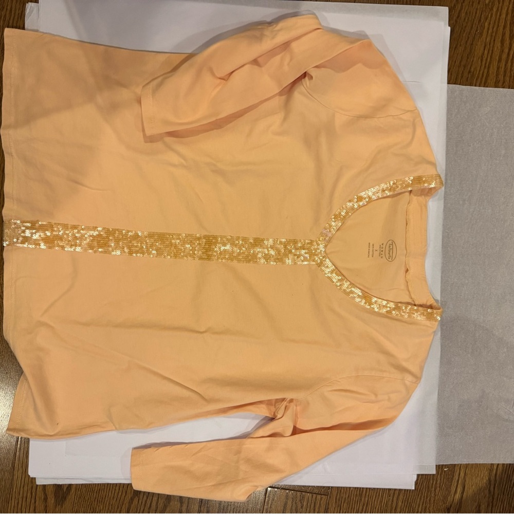 Talbots Peach Sequin Accent top - Picture 2 of 4